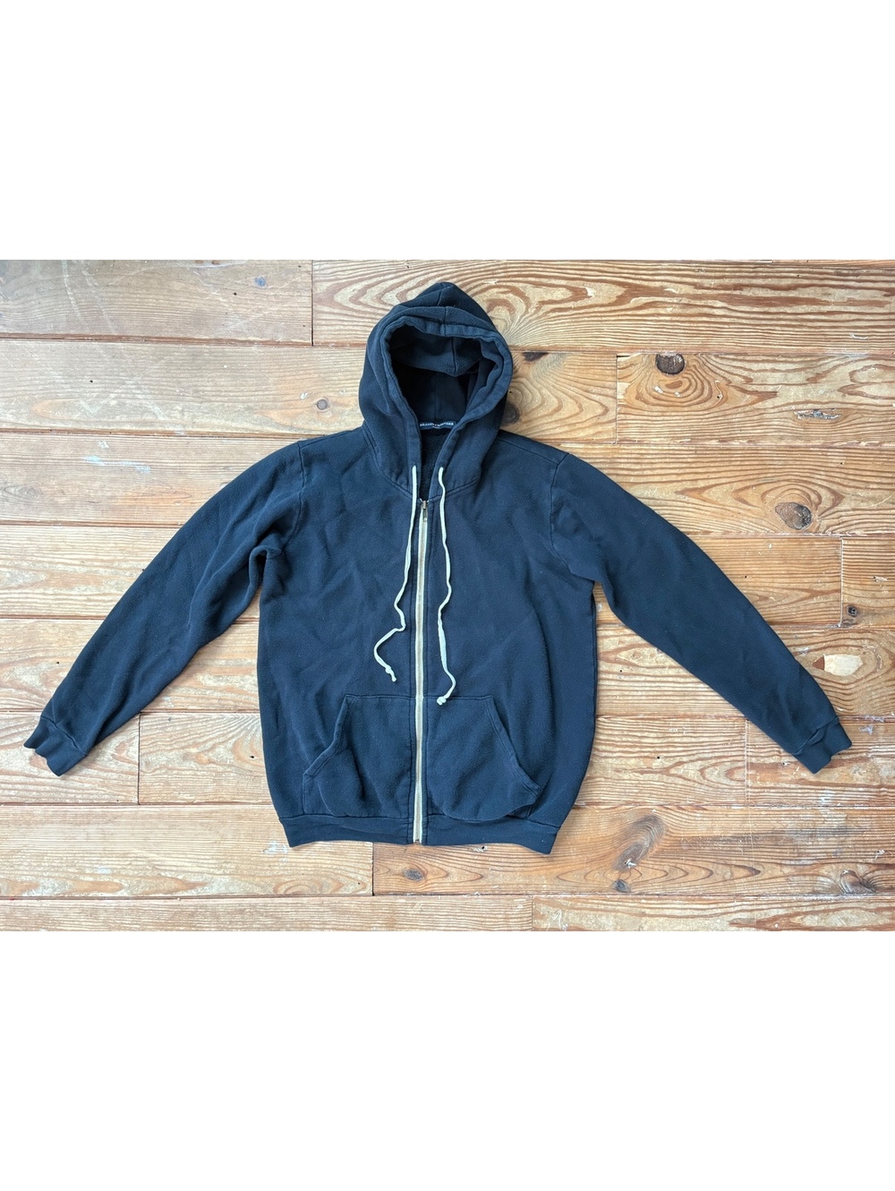 Brandy Melville Black Full Zip Hoodie Oversized One Size Cozy Basic